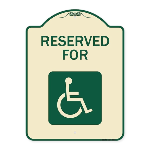 Signmission Designer Series-Graphic Handicapped Reserved Tan & Green Heavy-Gauge Alum, 24" x 18", TG-1824-9973 A-DES-TG-1824-9973 - main